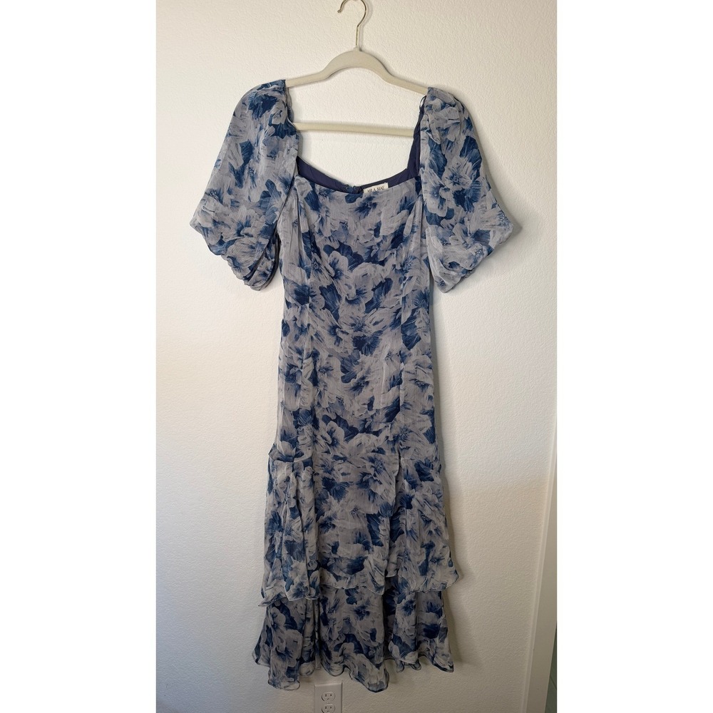 Nordstrom Mila Mae Blue Floral Midi Dress - Picture 2 of 8